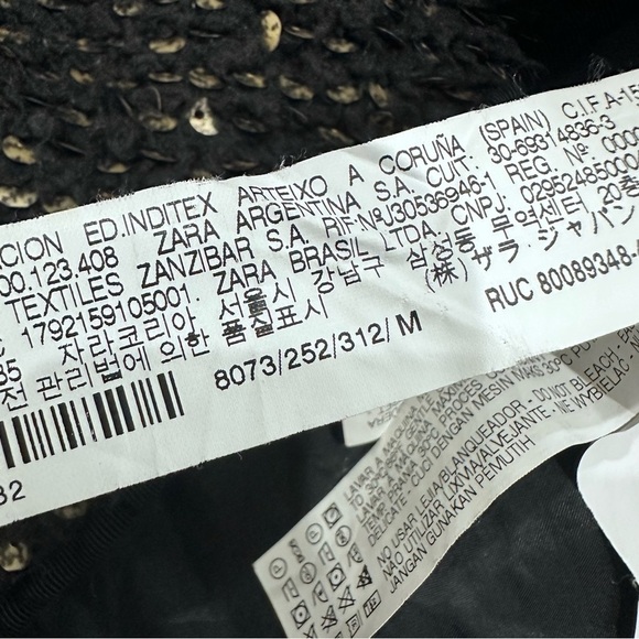 Zara oversized faux fur sequin bomber jacket black gold medium - Picture 11 of 12